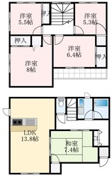 狭山駅 徒歩6分 1-2階の物件間取画像